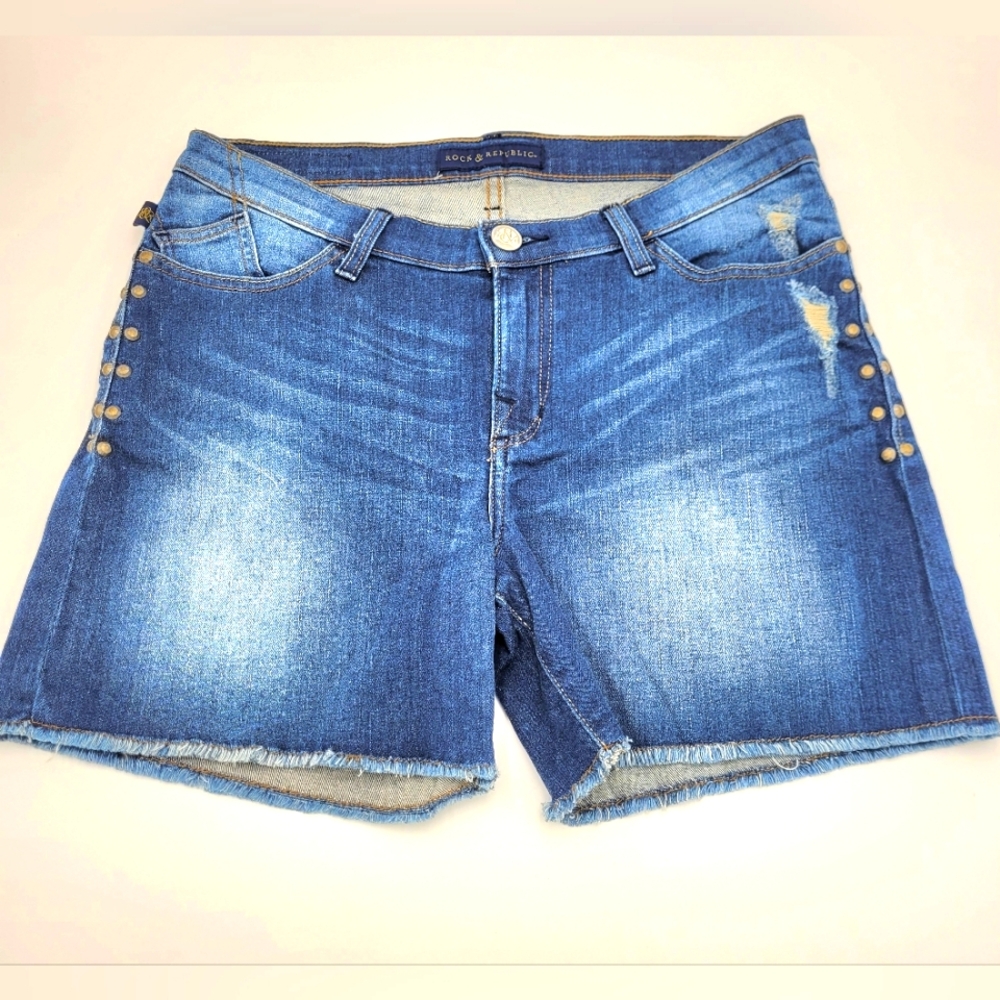 Rock & Republic Bumpershoot Bermuda Jean Shorts Women's Size 12 - Picture 1 of 12